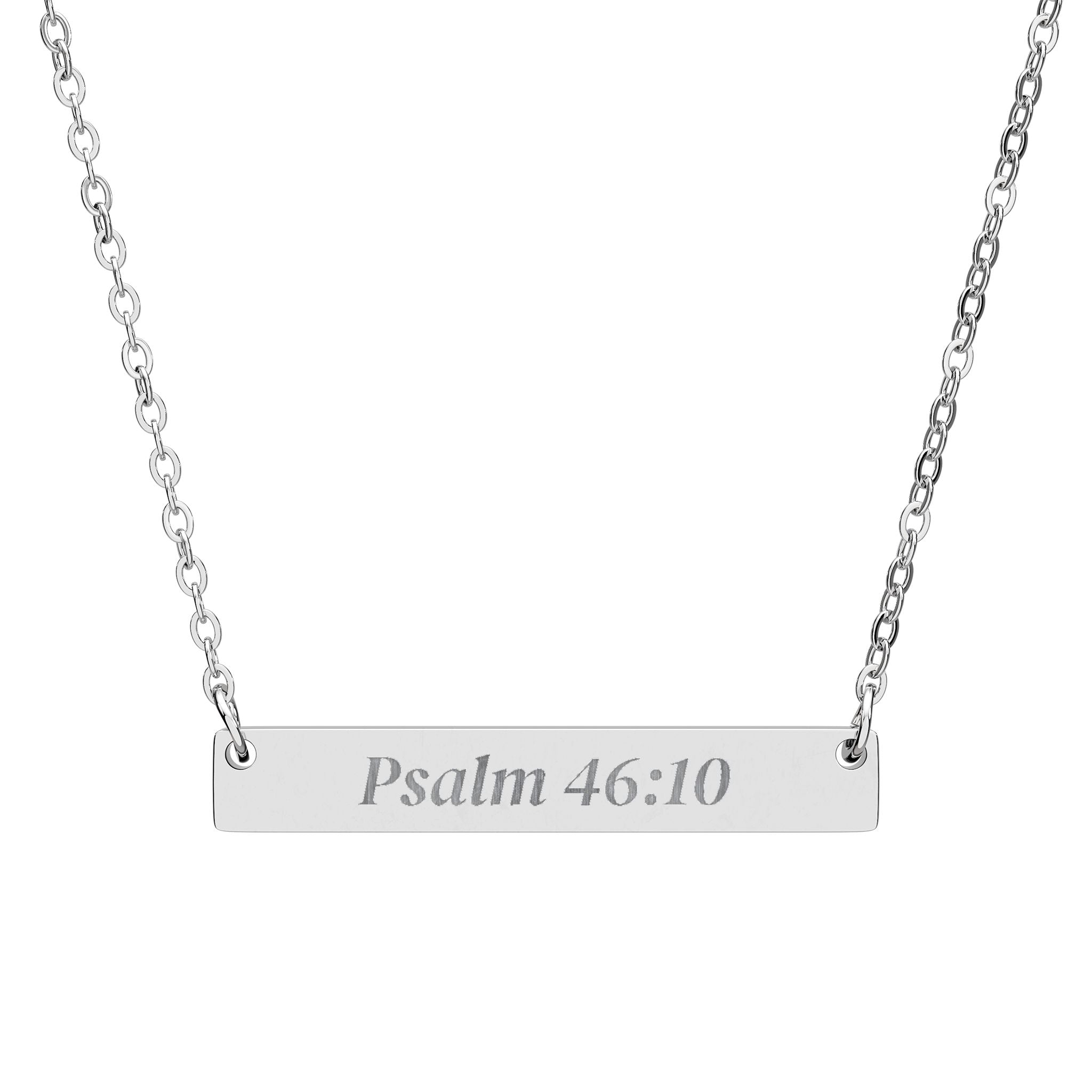 Psalm 46:10 Horizontal Bar Necklace (Engraving)