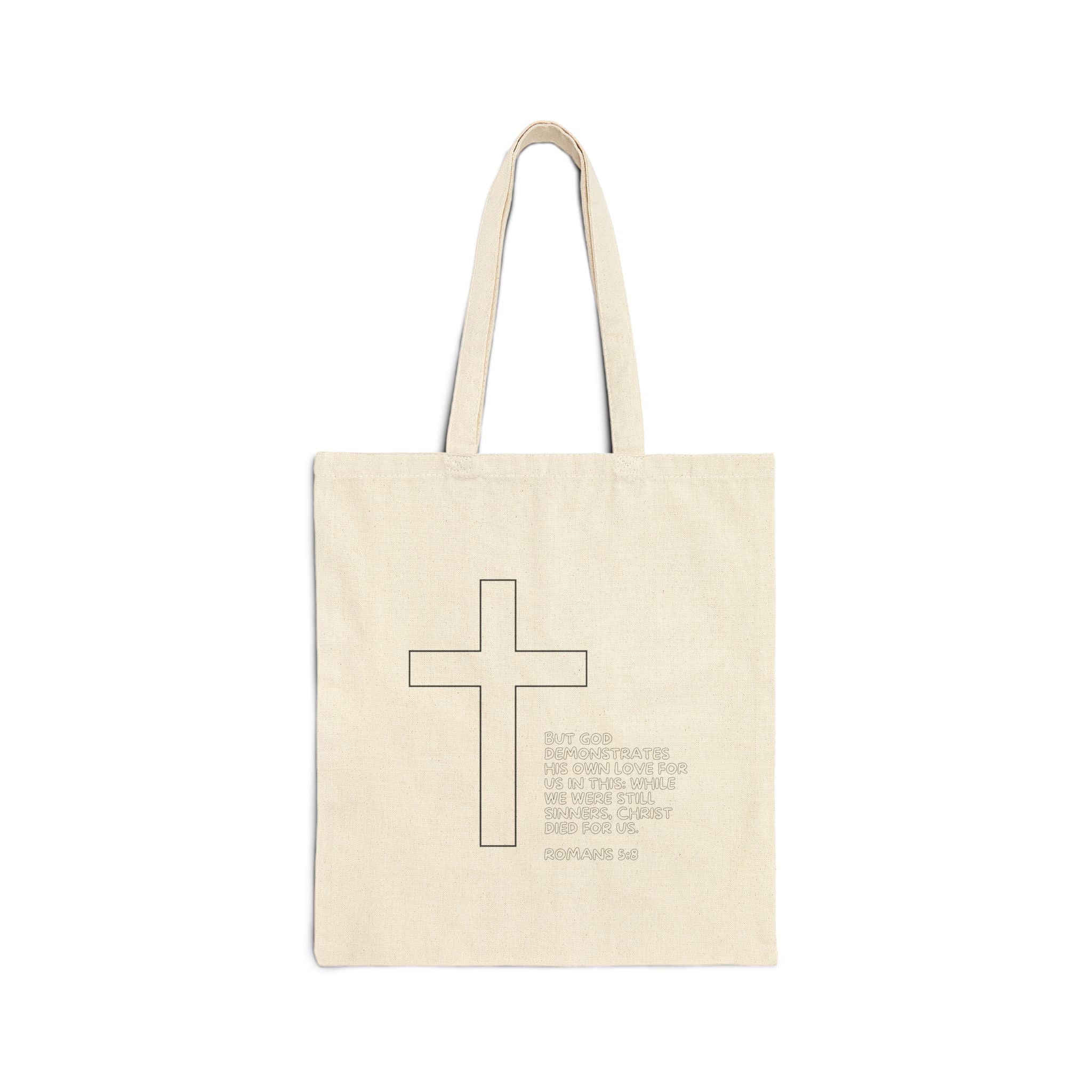 Romans 5:8 Patchwork Template Tote Bag
